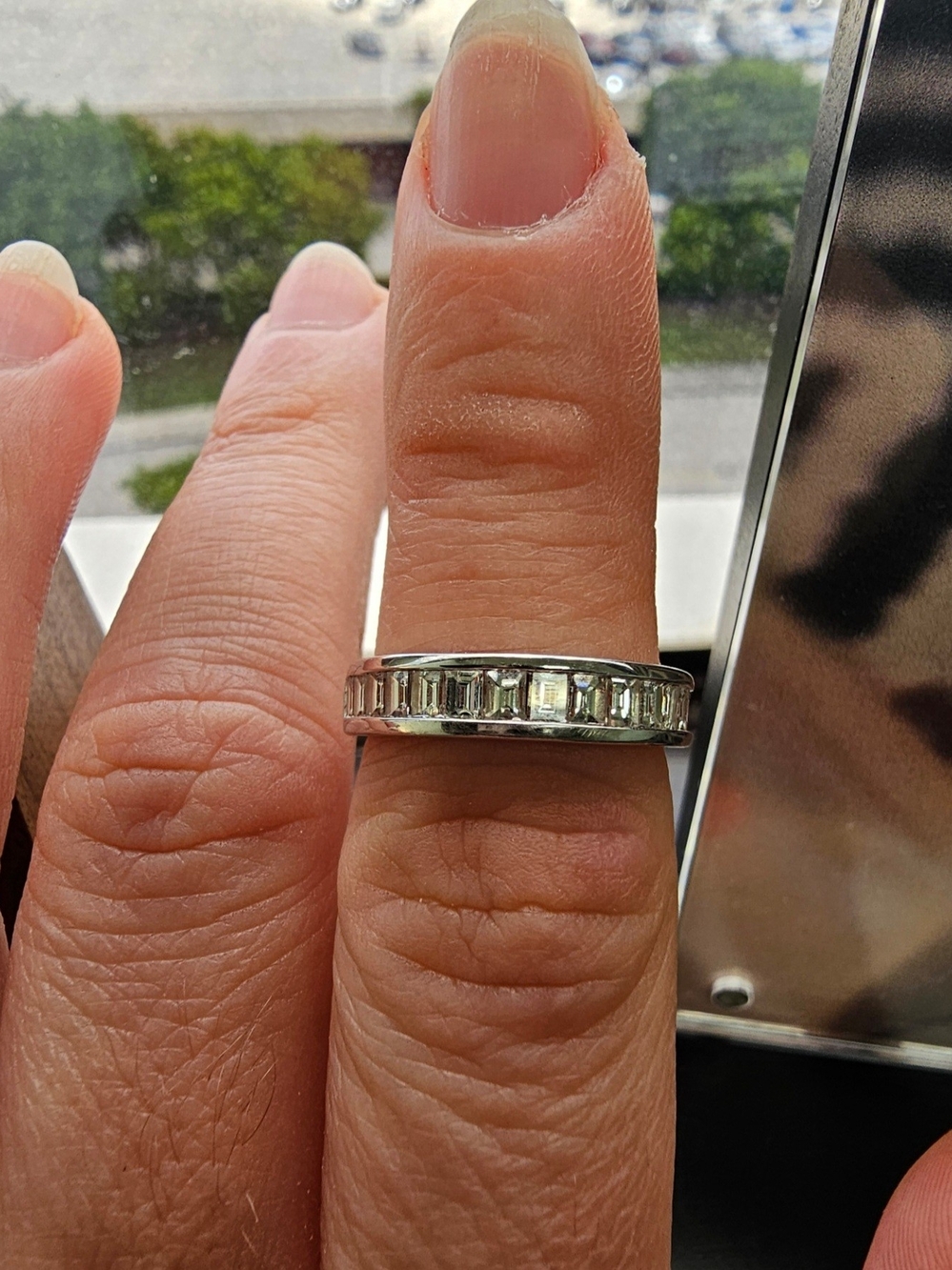 White Gold Baguette Channel Diamond Wedding Ring Band